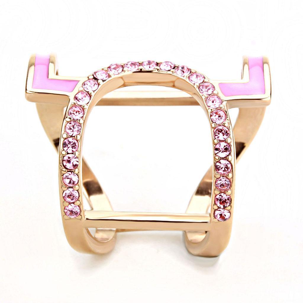 Rose Gold Rings for Women Anillo Para Mujer Stainless Steel Ring with Top Grade Crystal in Light Rose - Jewelry Store by Erik Rayo