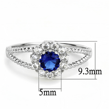 Load image into Gallery viewer, Round Dark Blue Sapphire cz Halo Stainless Steel Wedding Promise Cocktail Ring - Jewelry Store by Erik Rayo
