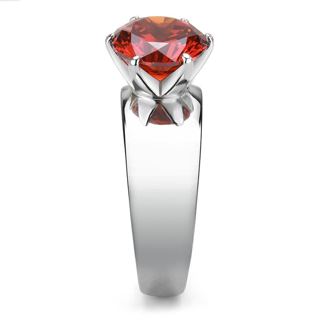 Ruby Red Silver Womens Ring Solitaire 316L Stainless Steel Zircoin Anillo Rojo y Plata Para Mujer Solitario Acero Inoxidable - Jewelry Store by Erik Rayo