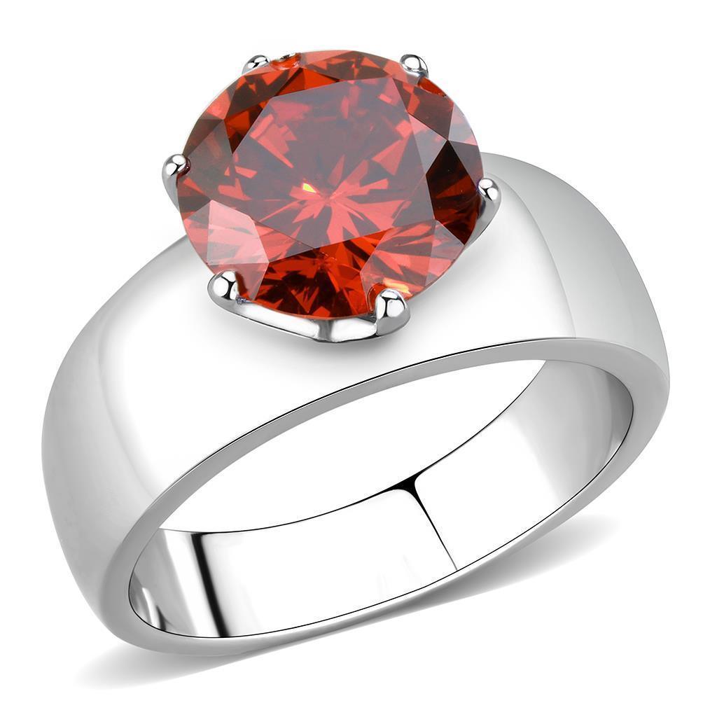 Ruby Red Silver Rings for Women Solitaire Stainless Steel Zircoin Anillo RojoPlata Para Mujer Solitario Acero Inoxidable - Jewelry Store by Erik Rayo