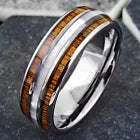 Load image into Gallery viewer, Wedding Band Ring for Men and Women Silver Tungsten Carbide Mother of Pearl &amp; Koa Wood Stripe
