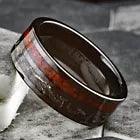 Load image into Gallery viewer, Wedding Band Ring for Men Black Tungsten Carbide Men&#39;s Ring Dinosaur Bone and Meteorite Wedding &amp; Engagement
