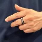 Wedding Band Ring for Men and Women Silver Tungsten Carbide Mother of Pearl & Koa Wood Stripe - Jewelry Store by Erik Rayo