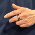 Load image into Gallery viewer, Wedding Band Ring for Men and Women Silver Tungsten Carbide Mother of Pearl &amp; Koa Wood Stripe

