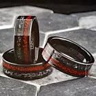 Wedding Band Ring for Men Black Tungsten Carbide Men's Ring Dinosaur Bone and Meteorite Wedding & Engagement
