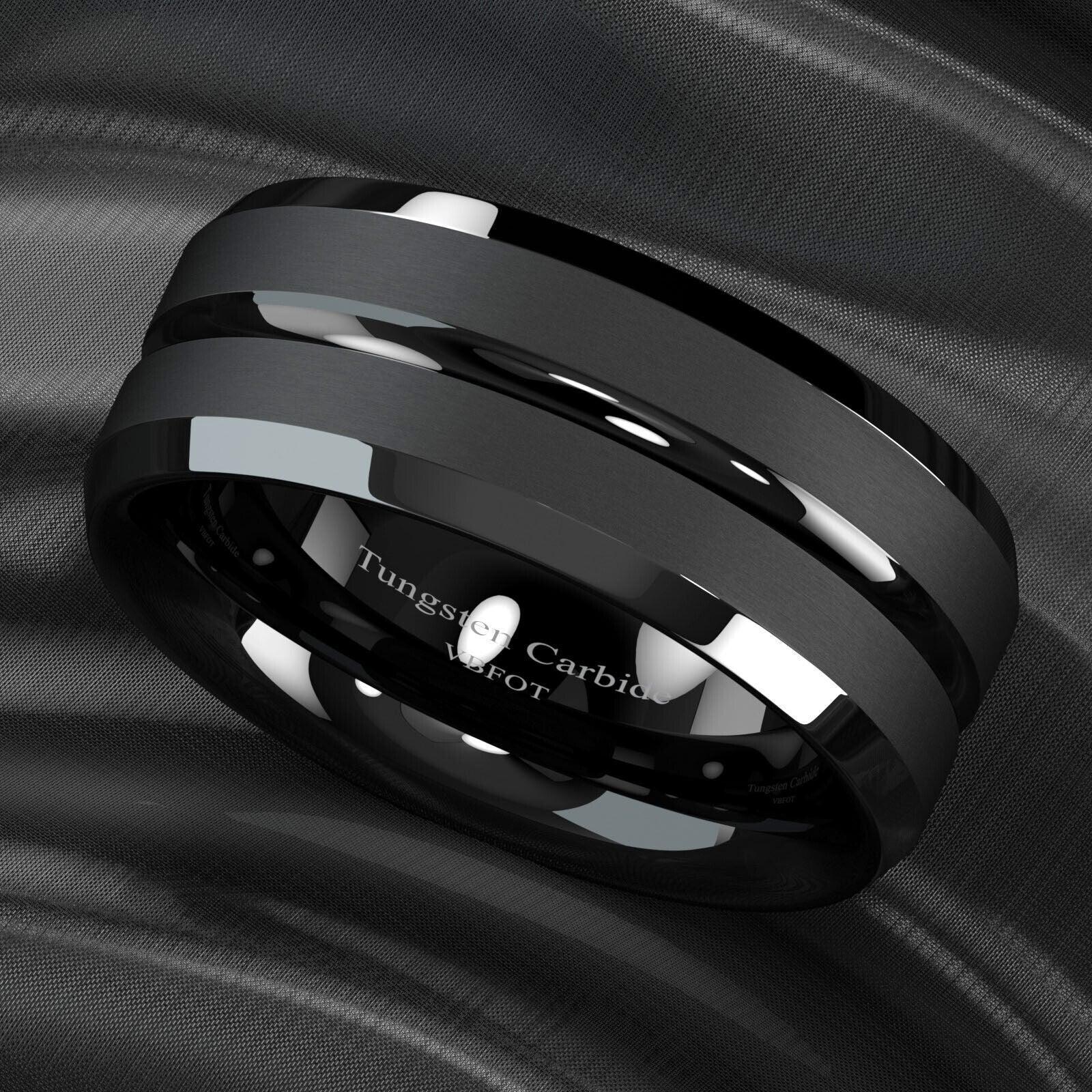 Men's Tungsten Carbide Wedding Band Rings - Black Classic Comfort Fit for Men and Women - Jewelry Store by Erik Rayo