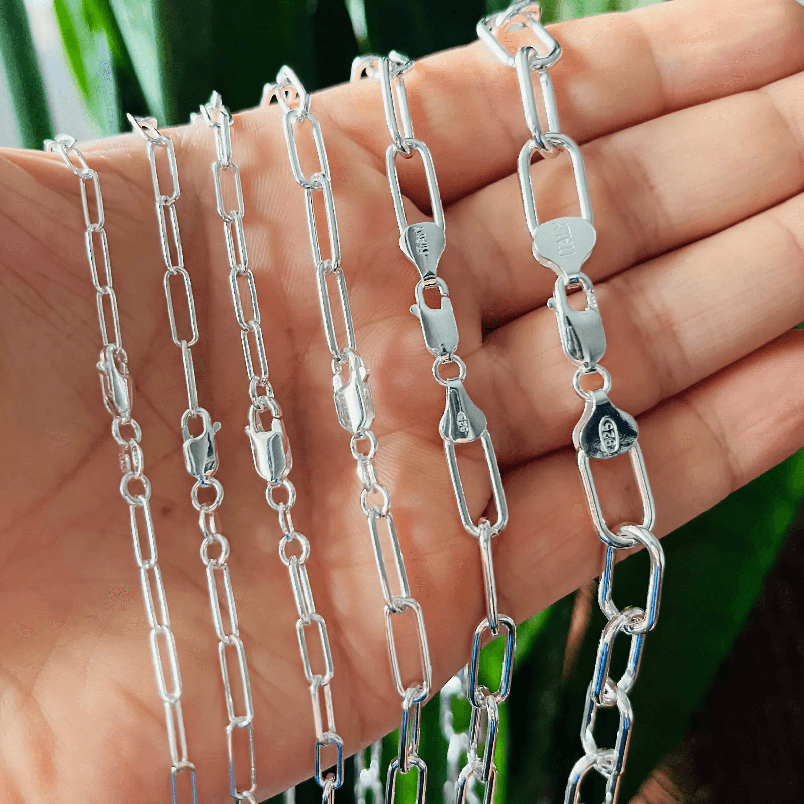 925 Silver Paper Clip Chain for Men and Women Real Solid Italian 925 Sterling Silver Necklaces - Jewelry Store by Erik Rayo