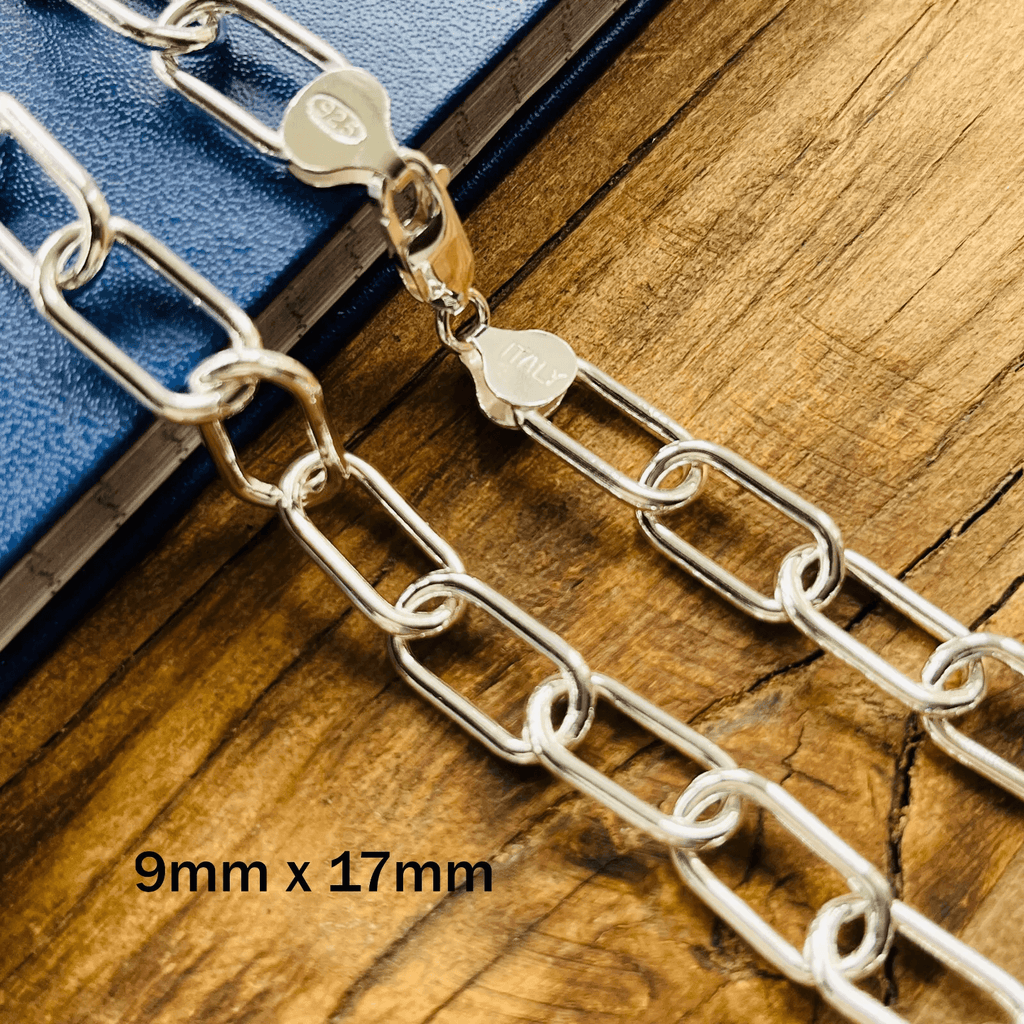 925 Silver Paper Clip Chain for Men and Women Real Solid Italian 925 Sterling Silver Necklaces - Jewelry Store by Erik Rayo