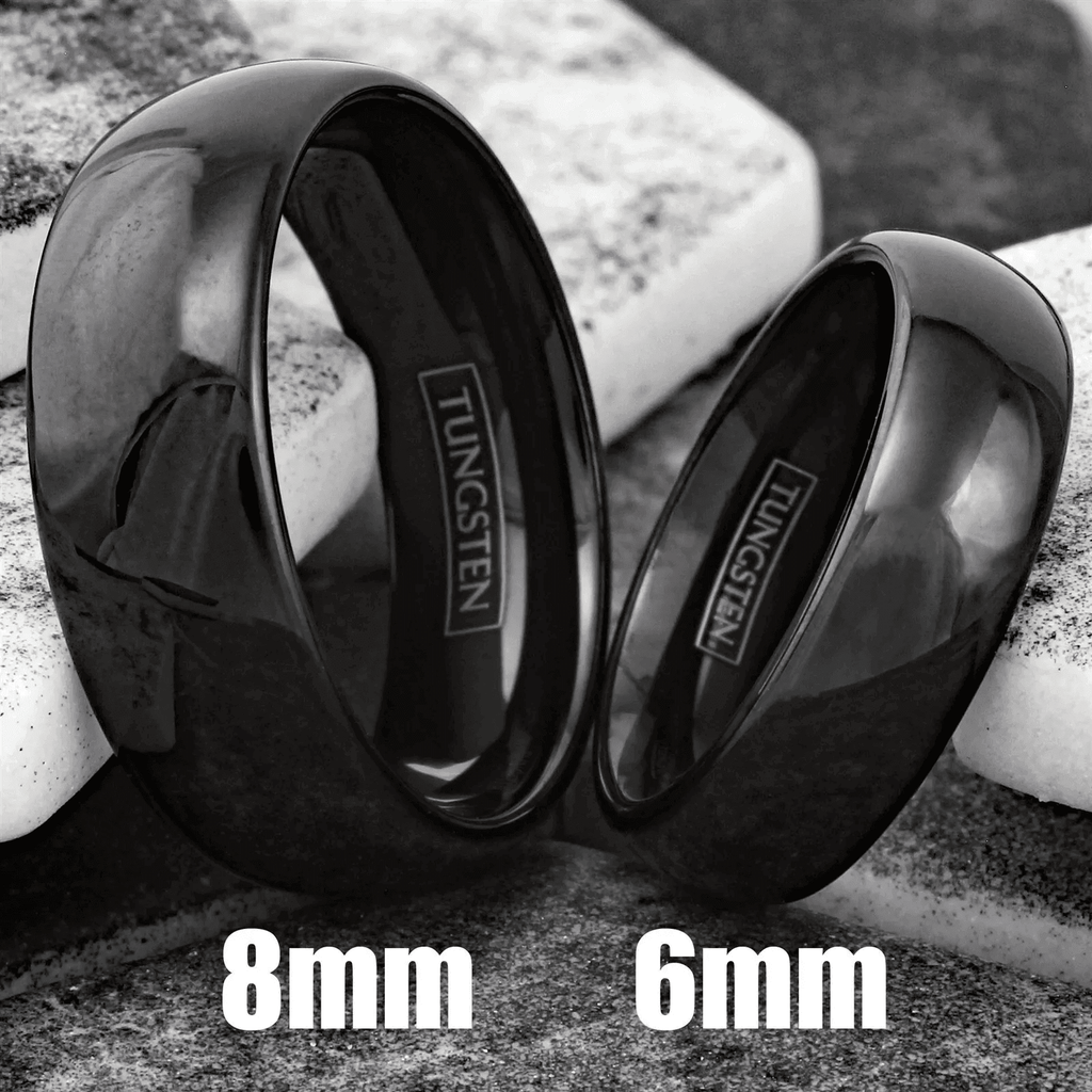 Men's Wedding Band Rings - 10mm Black Polished Tungsten Carbide Classic Wedding Rings for Men and Women - Jewelry Store by Erik Rayo