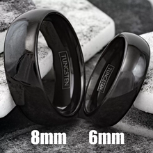 Load image into Gallery viewer, Men&#39;s Wedding Band Rings - 6mm Black Polished Tungsten Carbide Classic Wedding Rings for Men and Women
