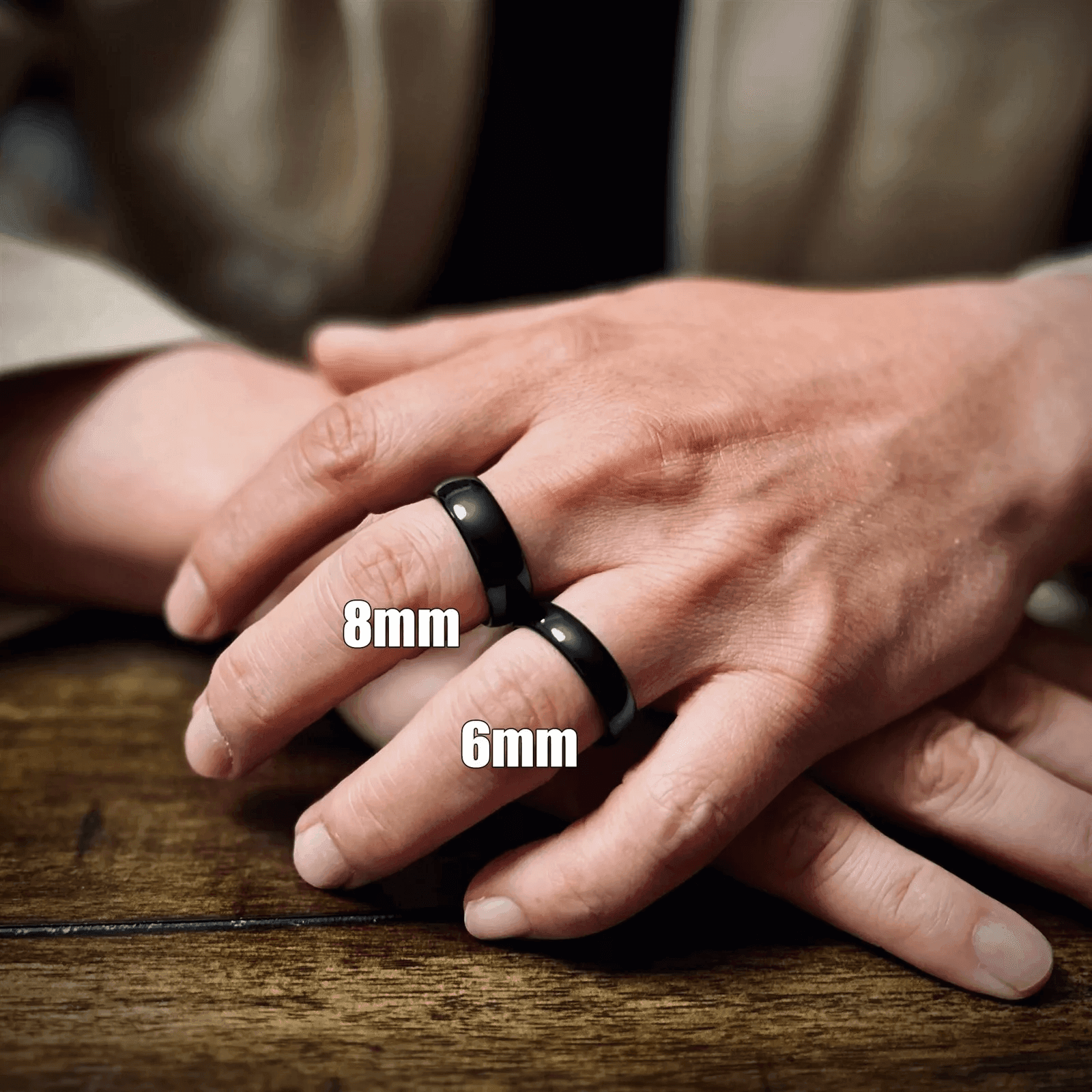 Men's Wedding Band Rings - 10mm Black Polished Tungsten Carbide Classic Wedding Rings for Men and Women