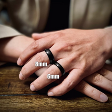 Load image into Gallery viewer, Men&#39;s Wedding Band Rings - 6mm Black Polished Tungsten Carbide Classic Wedding Rings for Men and Women

