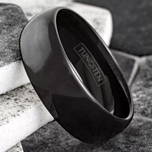 Load image into Gallery viewer, Men&#39;s Wedding Band Rings - 6mm Black Polished Tungsten Carbide Classic Wedding Rings for Men and Women
