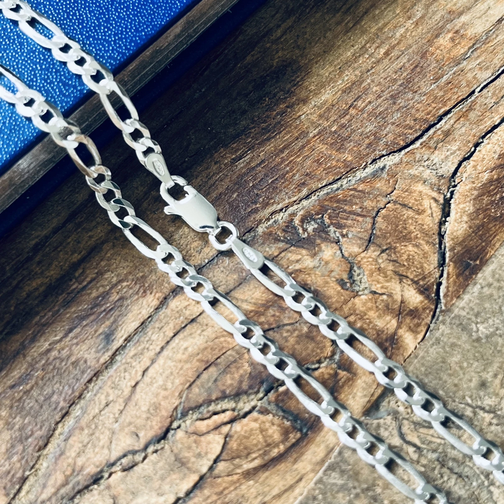 925 Sterling Silver Bracelets Italian Figaro for Men and Women