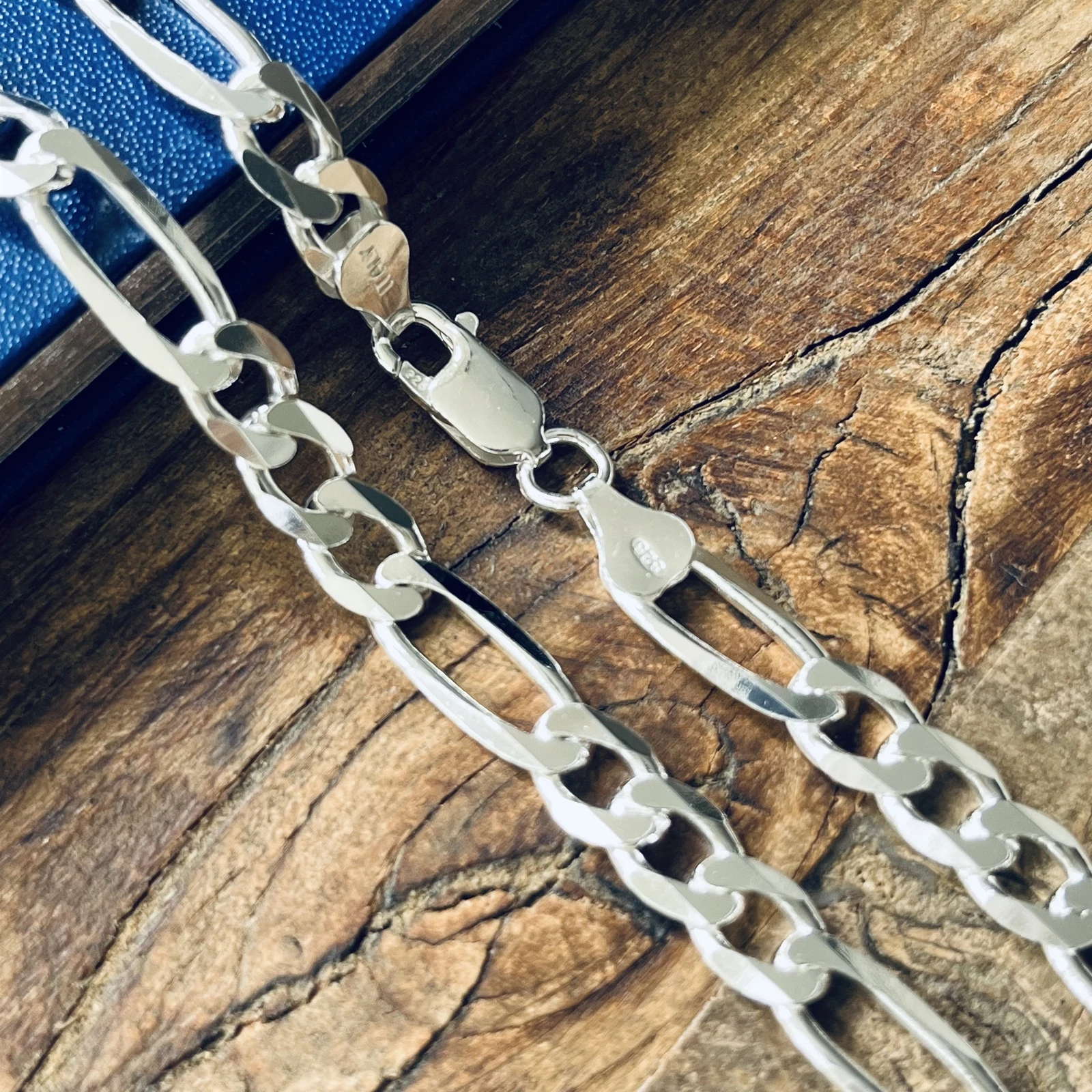 925 Sterling Silver Bracelets Italian Figaro for Men and Women