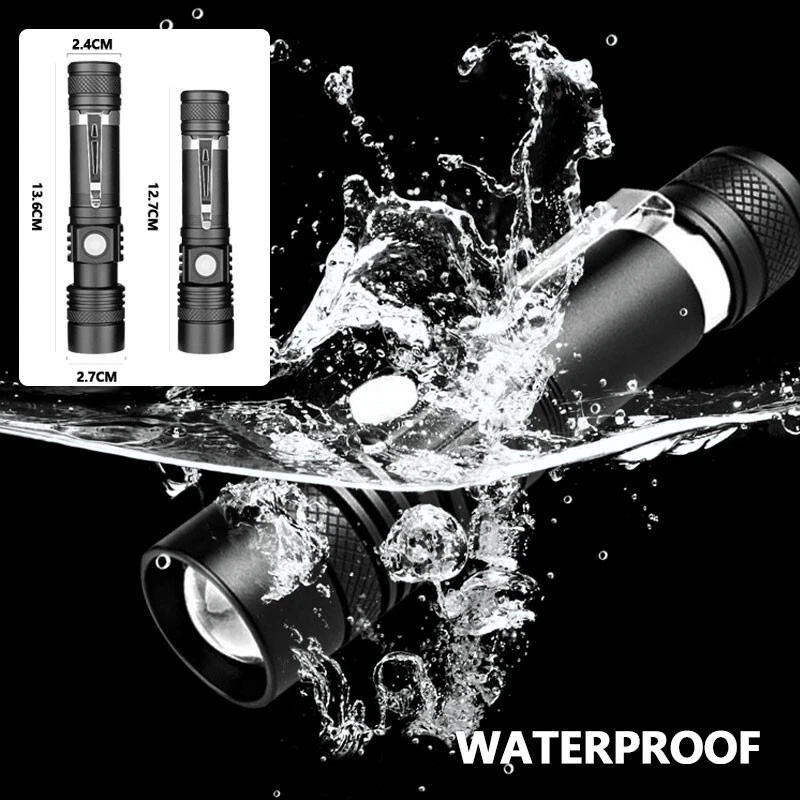 Rechargeable 990000LM LED Flashlight Tactical Police Super Bright Torch Zoomable
