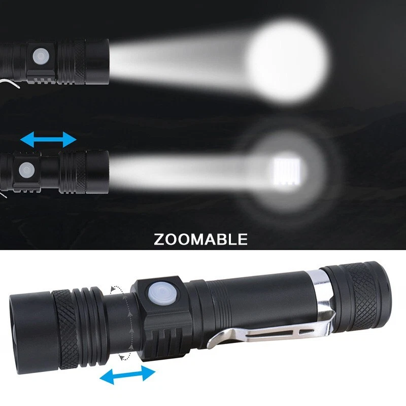 Rechargeable 990000LM LED Flashlight Tactical Police Super Bright Torch Zoomable