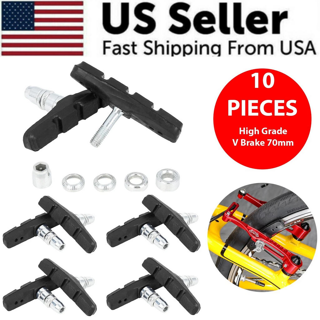 Set of 10 high-grade V brake components with accessories, labeled 'US Seller' and 'Fast Shipping From USA'.