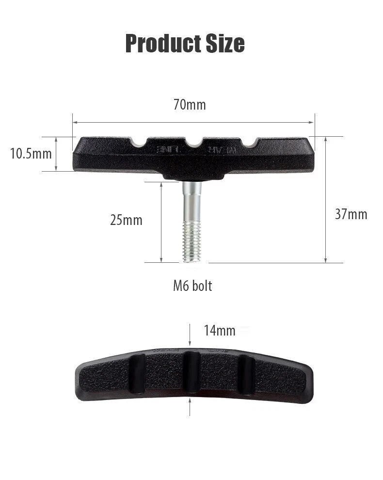 5 Pairs High Grade Cycling Bicycle Bike V Brake Pads 70mm Shoes Pads Black