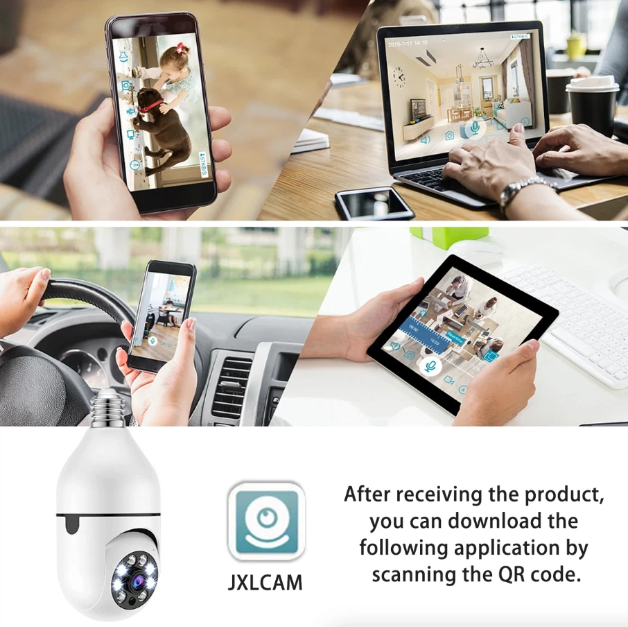 Light Bulb Camera 360° 1080P IP E27 Wi-Fi IR Night Smart Home Wireless Security