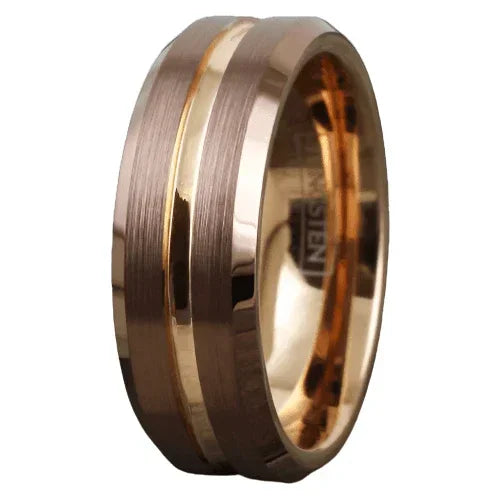 6mm Tungsten Carbide Wedding Band Ring for Women – Rose Gold & Bronze-Brown Design - Jewelry Store by Erik Rayo