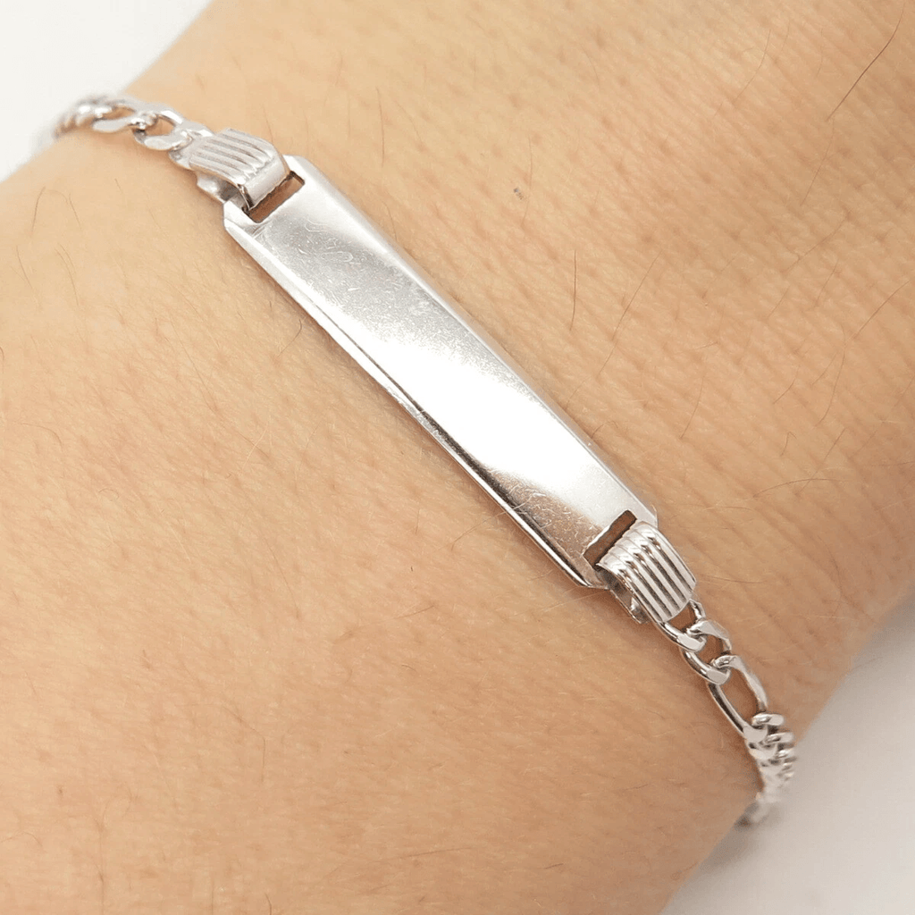 Children‚¬„¢s 925 Sterling Silver Figaro ID Bracelet ‚¬€œ Personalized Engraving | Made in Italy ‚¬€œ Adjustable Length - Jewelry Store by Erik Rayo