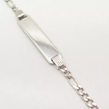 Load image into Gallery viewer, Children’s 925 Sterling Silver Figaro ID Bracelet – Personalized Engraving | Made in Italy – Adjustable Length
