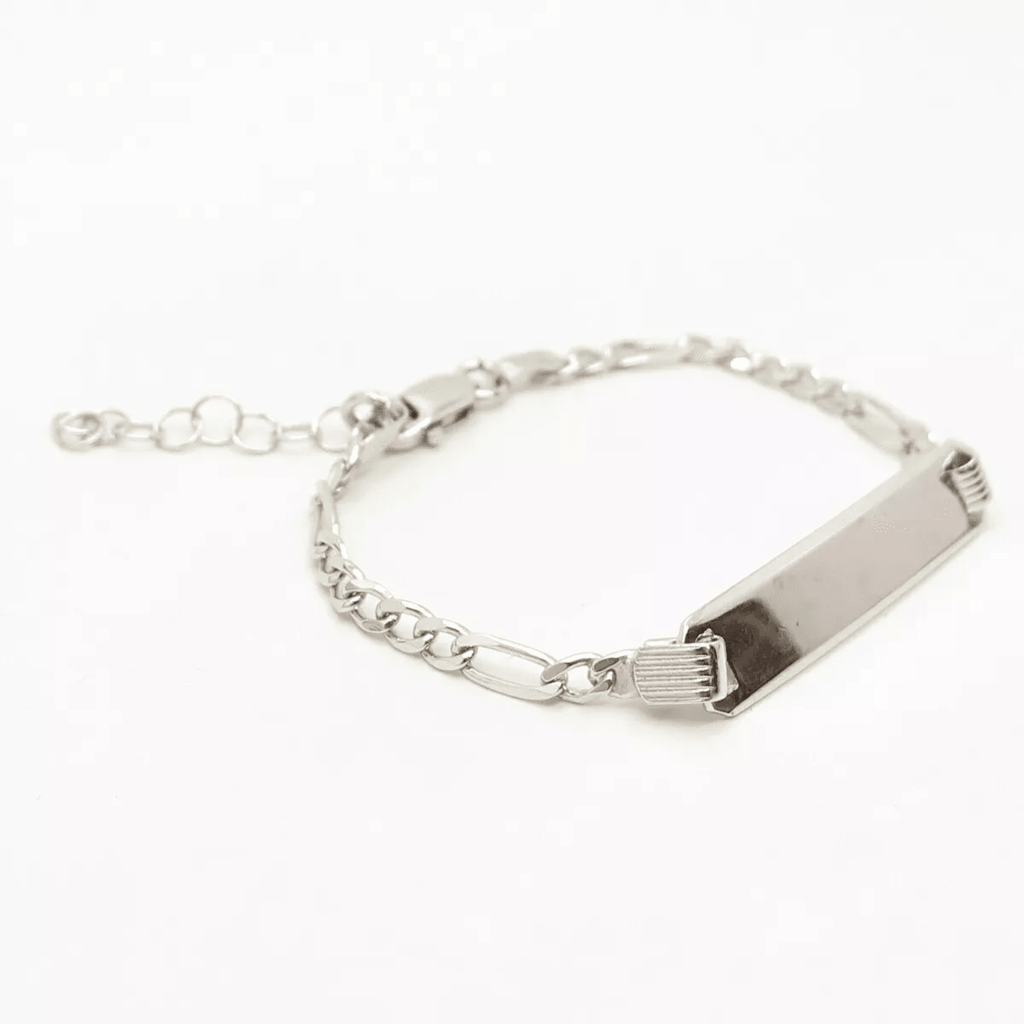 Children‚¬„¢s 925 Sterling Silver Figaro ID Bracelet ‚¬€œ Personalized Engraving | Made in Italy ‚¬€œ Adjustable Length - Jewelry Store by Erik Rayo