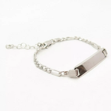 Load image into Gallery viewer, Children’s 925 Sterling Silver Figaro ID Bracelet – Personalized Engraving | Made in Italy – Adjustable Length

