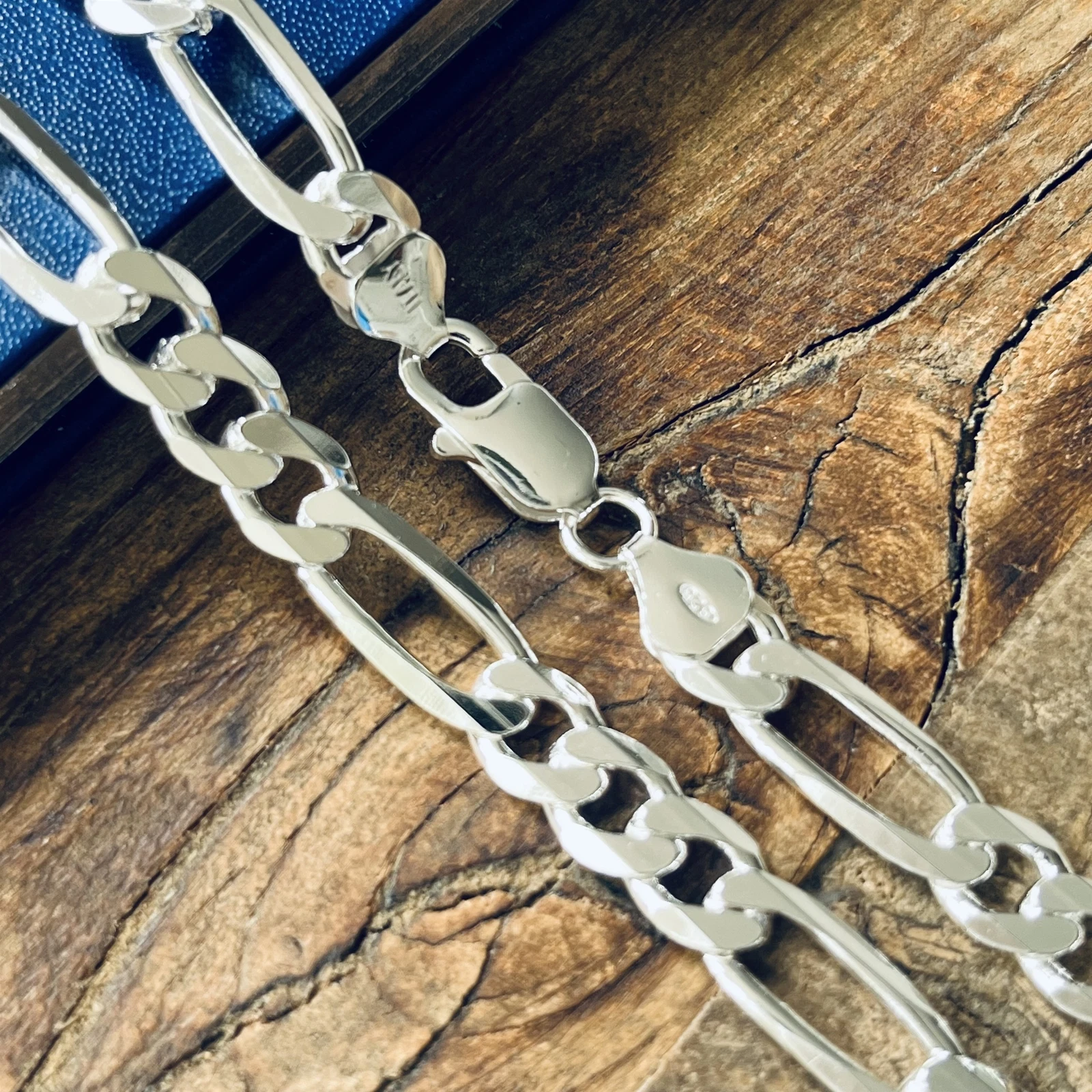 Necklace for Men Women Real Solid 925 Sterling Silver Italian Figaro Chain