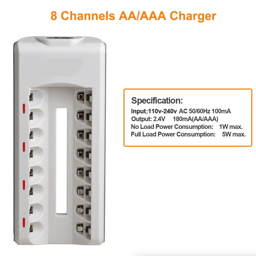 8 Slot Battery Charger For Ni-MH Ni-CD AA AAA Rechargeable Batteries Fast Charge - Jewelry Store by Erik Rayo