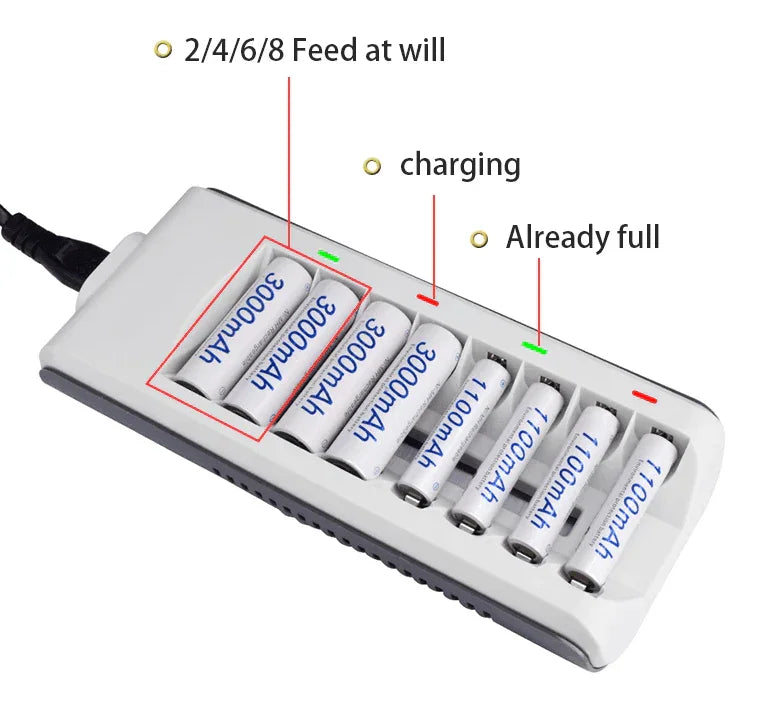 8 Slot Battery Charger For Ni-MH Ni-CD AA AAA Rechargeable Batteries Fast Charge - Jewelry Store by Erik Rayo