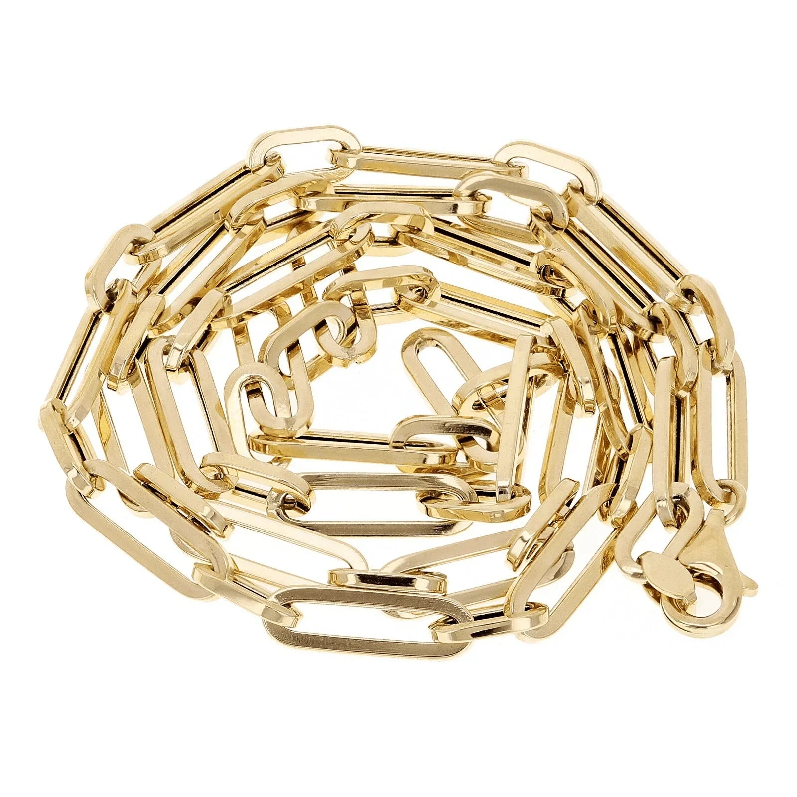 Italian 14k Yellow Gold Hollow Paper Clip Chain Necklace 20" 4.2mm 7 grams - Jewelry Store by Erik Rayo