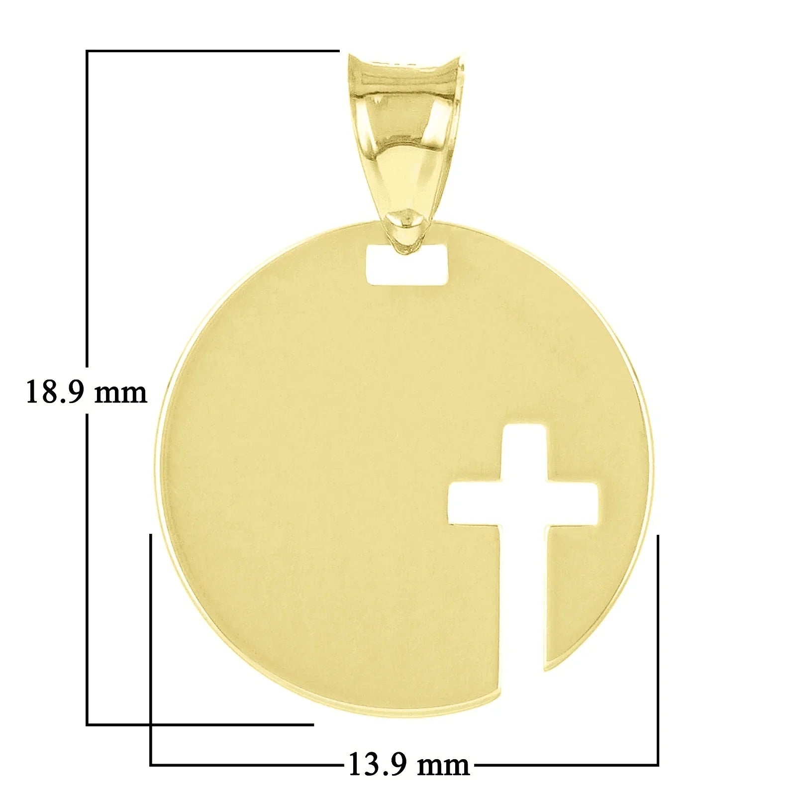 Italian 14k Yellow Gold Cross Cut Out Disc Religious Charm Pendant 0.7 grams - Jewelry Store by Erik Rayo