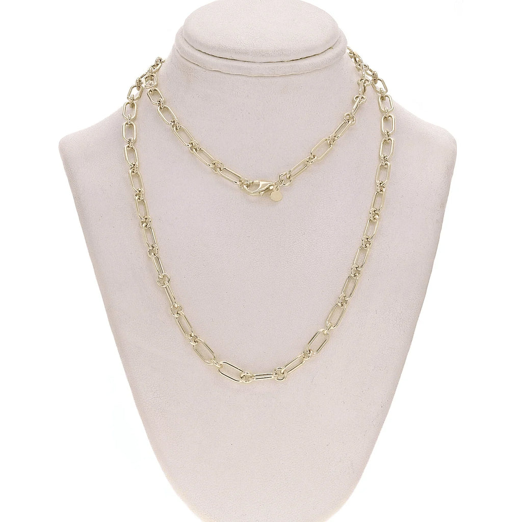 Italian 14k Yellow Gold Hollow Paper Clip Chain Necklace 20" 4.7mm 7.2 grams - Jewelry Store by Erik Rayo