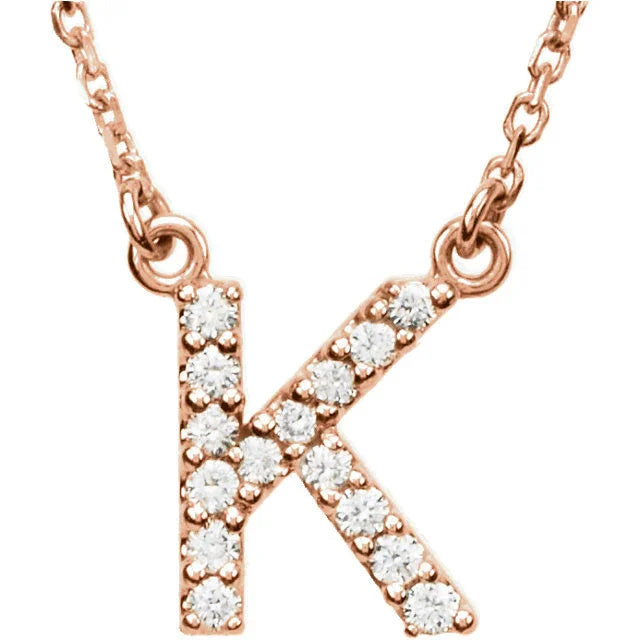 14k Yellow White or Rose Gold Diamond Initial Letter K Pendant Necklace 18" - Jewelry Store by Erik Rayo