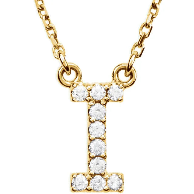 14k Yellow White or Rose Gold Diamond Initial Letter I Pendant Necklace 18" - Jewelry Store by Erik Rayo
