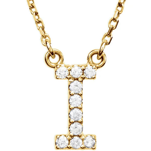 14k Yellow White or Rose Gold Diamond Initial Letter I Pendant Necklace 18" - Jewelry Store by Erik Rayo