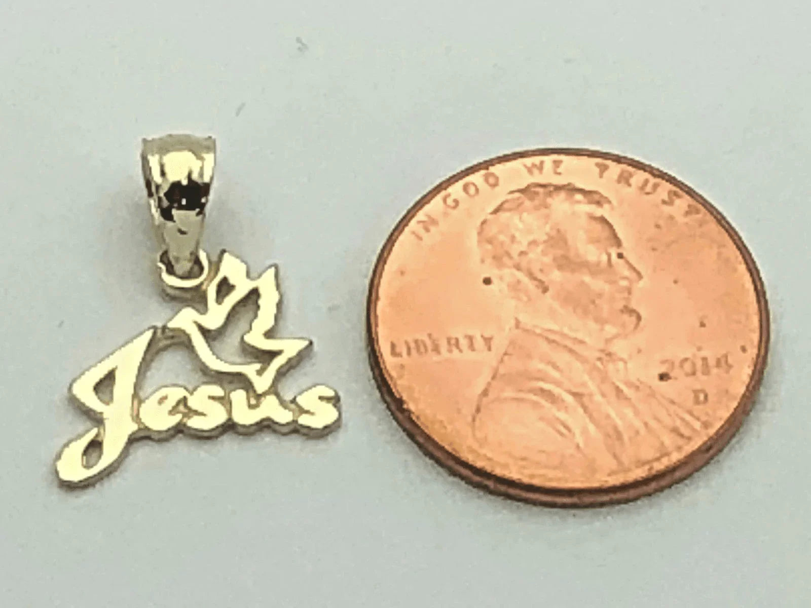 14k Yellow Gold Solid Dove Jesus Religious Charm Pendant 0.9 gram - Jewelry Store by Erik Rayo