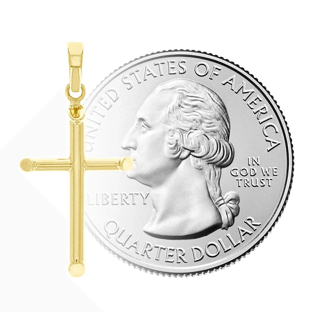 Italian 14k Yellow Gold Hollow Plain Cross Charm Pendant 26mm x12.5mm 0.5 gram - Jewelry Store by Erik Rayo