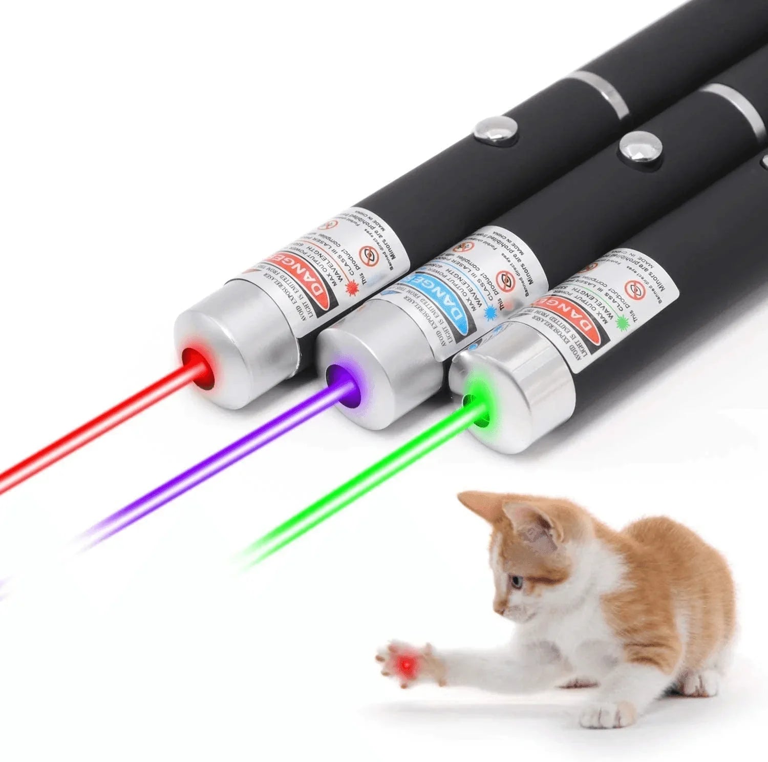 3 Pack 900 Mile Laser Pointer Pen Green Blue Red Light Visible Beam Lazer - Jewelry Store by Erik Rayo
