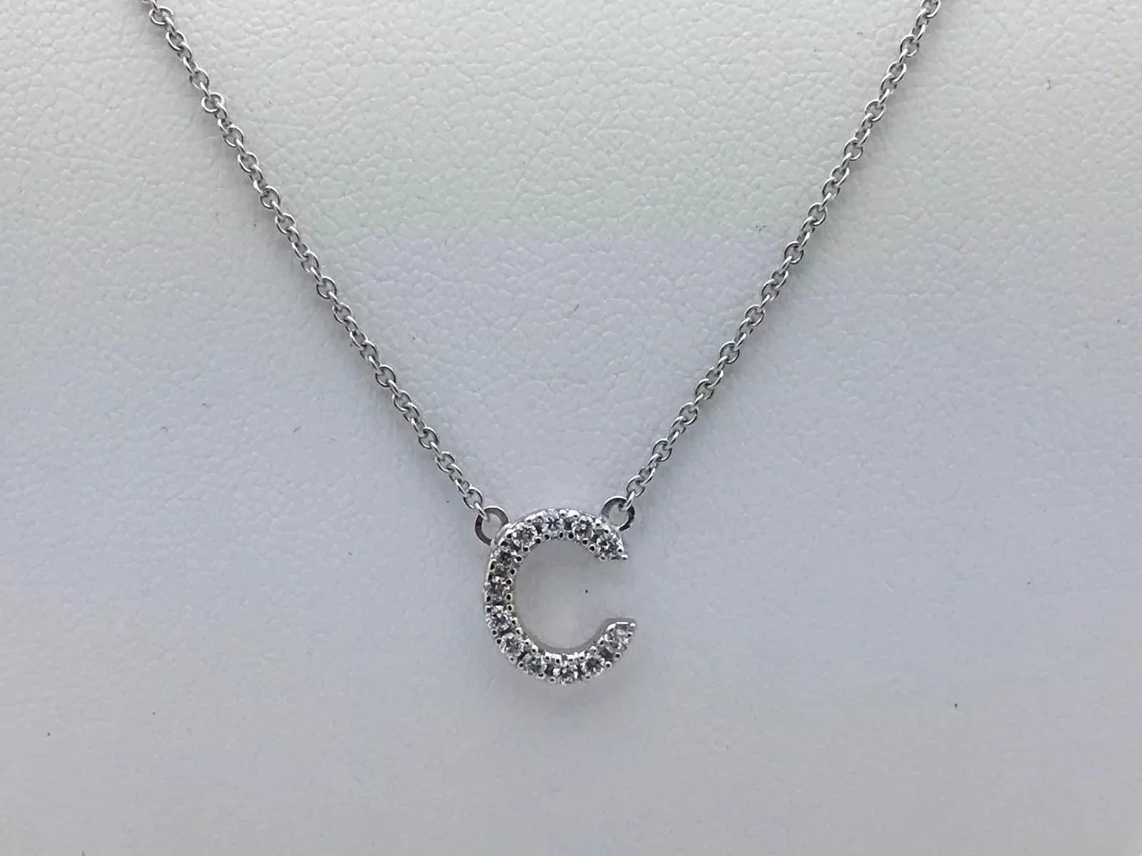 14k Yellow White or Rose Gold Diamond Initial Letter C Pendant Necklace 18" - Jewelry Store by Erik Rayo