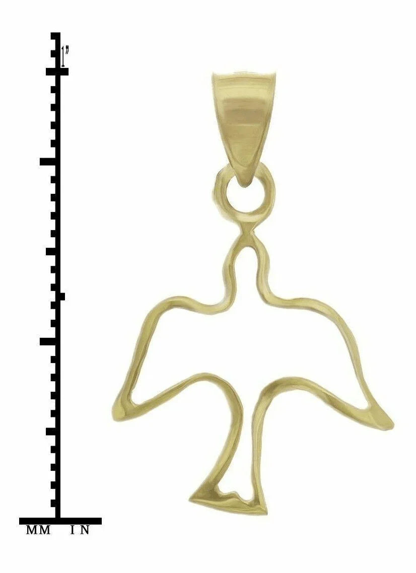 14k Yellow Gold Solid Outline Bird Peace Dove Charm Pendant 0.7 gram - Jewelry Store by Erik Rayo