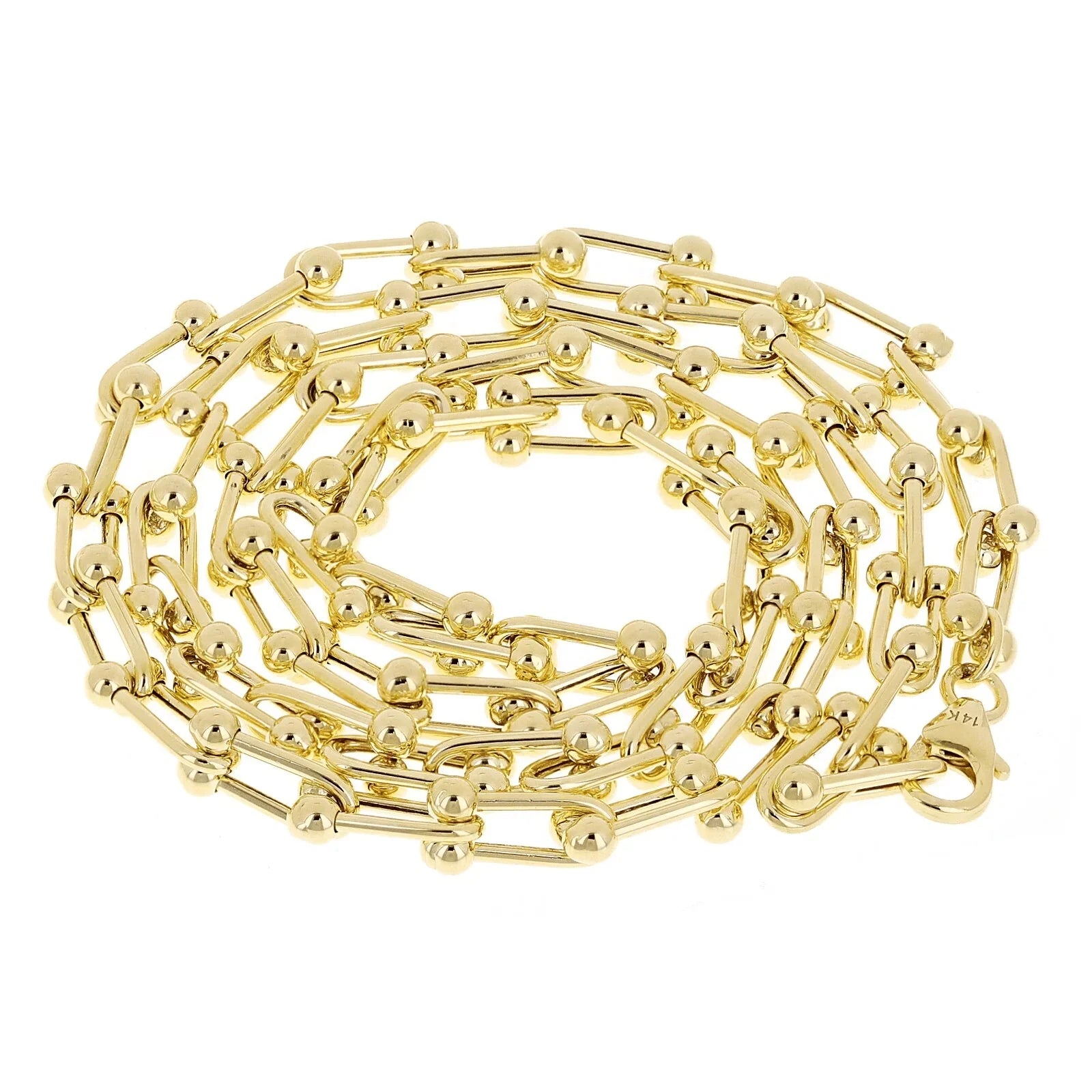 Italian 14k Yellow Gold Solid U Shape Hardwear Link Necklace 18" 5mm 13.8 grams - Jewelry Store by Erik Rayo