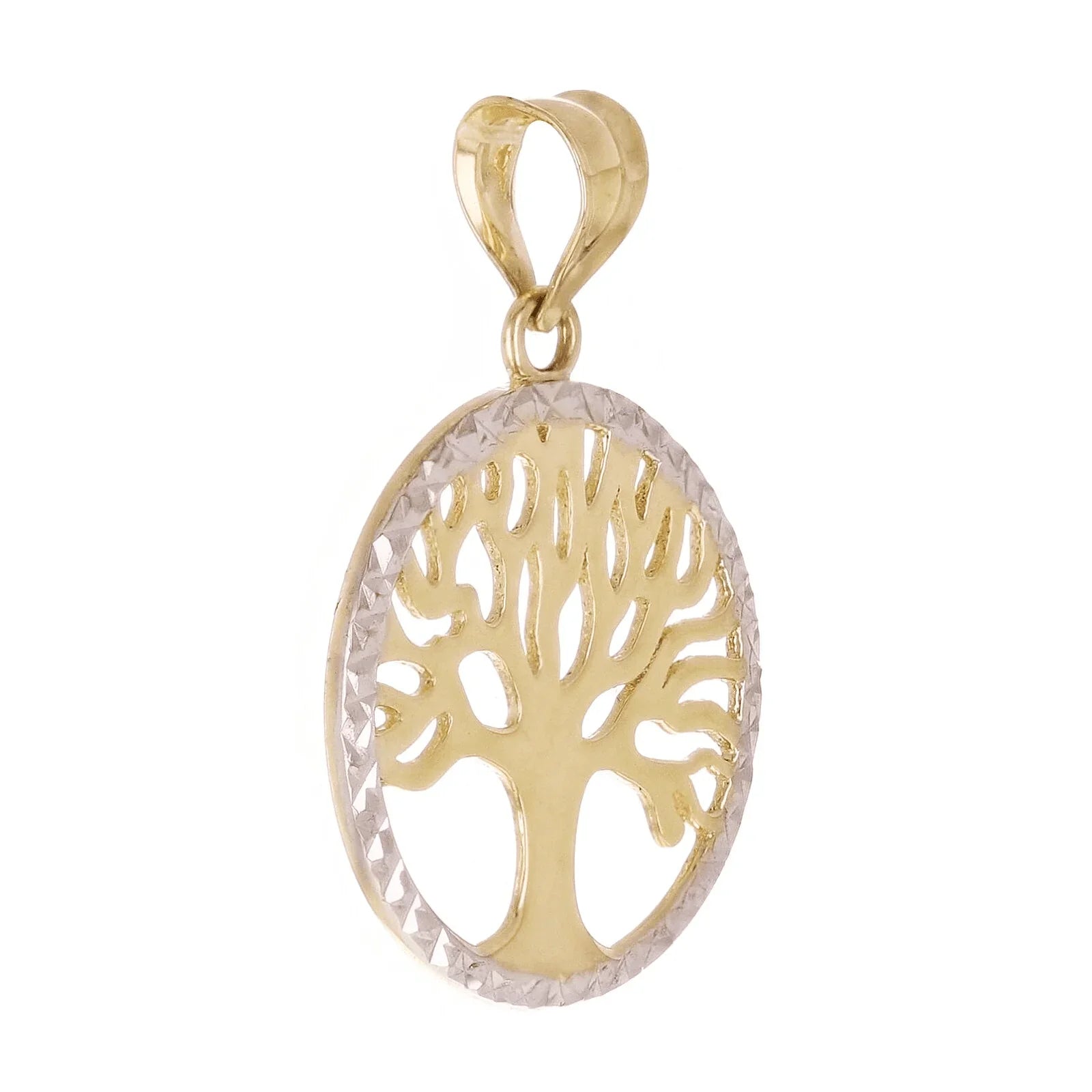 Italian 14k Yellow & White Gold Tree of Life Charm Pendant 22.7mmx15.5mm 1 gram - Jewelry Store by Erik Rayo