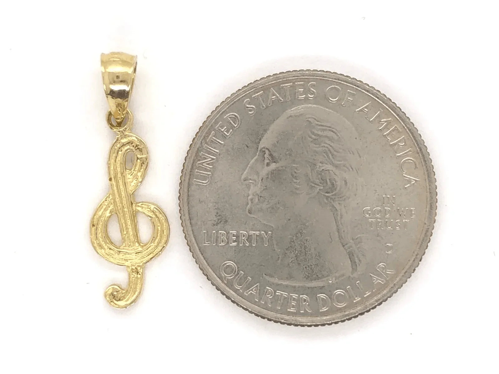 14k Yellow Gold Treble Clef Music Note Charm Pendant 0.9 gram - Jewelry Store by Erik Rayo