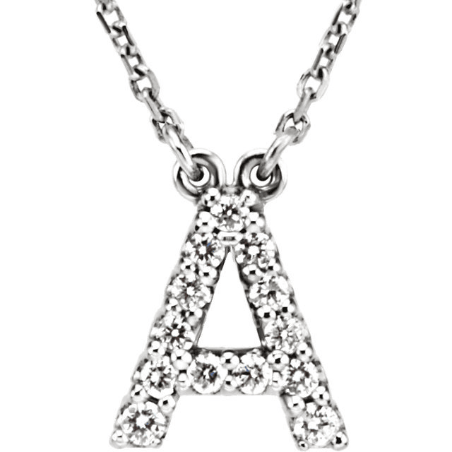 14k Yellow White or Rose Gold Diamond Initial Letter A Pendant Necklace 18" - Jewelry Store by Erik Rayo