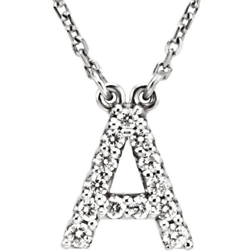 14k Yellow White or Rose Gold Diamond Initial Letter A Pendant Necklace 18" - Jewelry Store by Erik Rayo