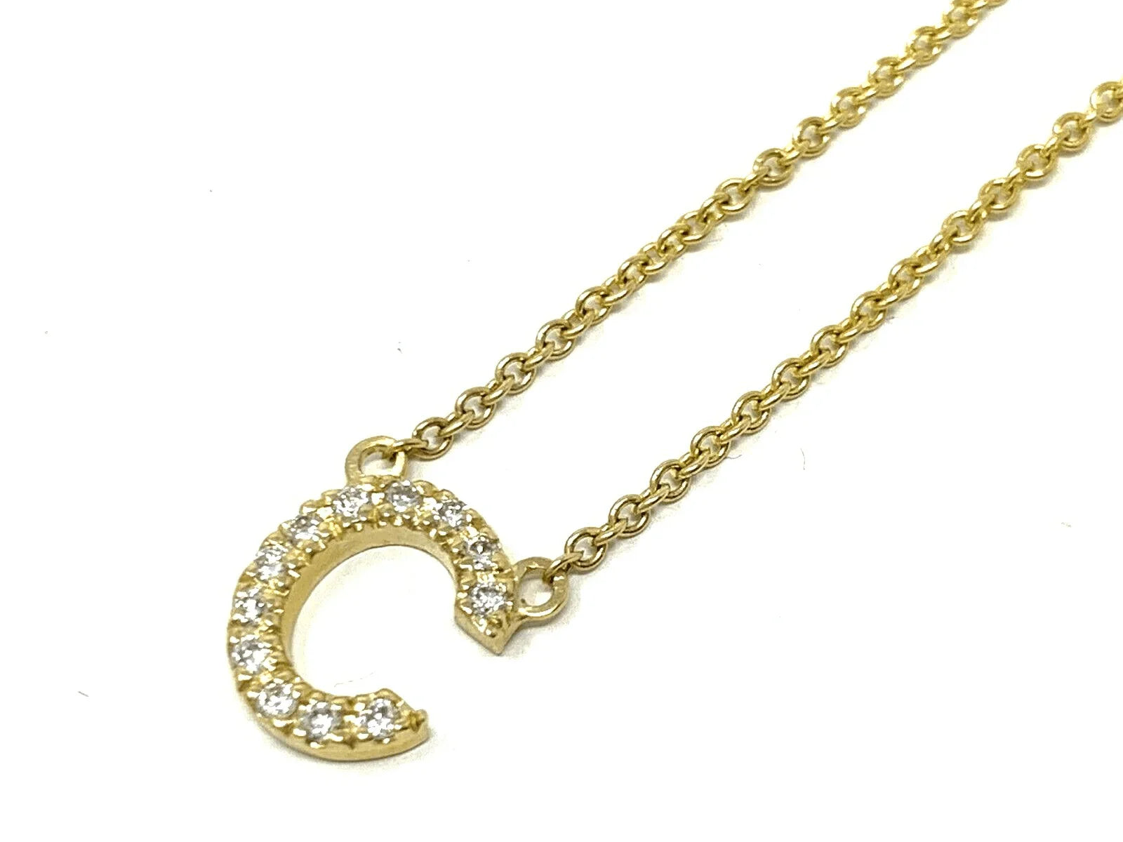 14k Yellow White or Rose Gold Diamond Initial Letter C Pendant Necklace 18" - Jewelry Store by Erik Rayo