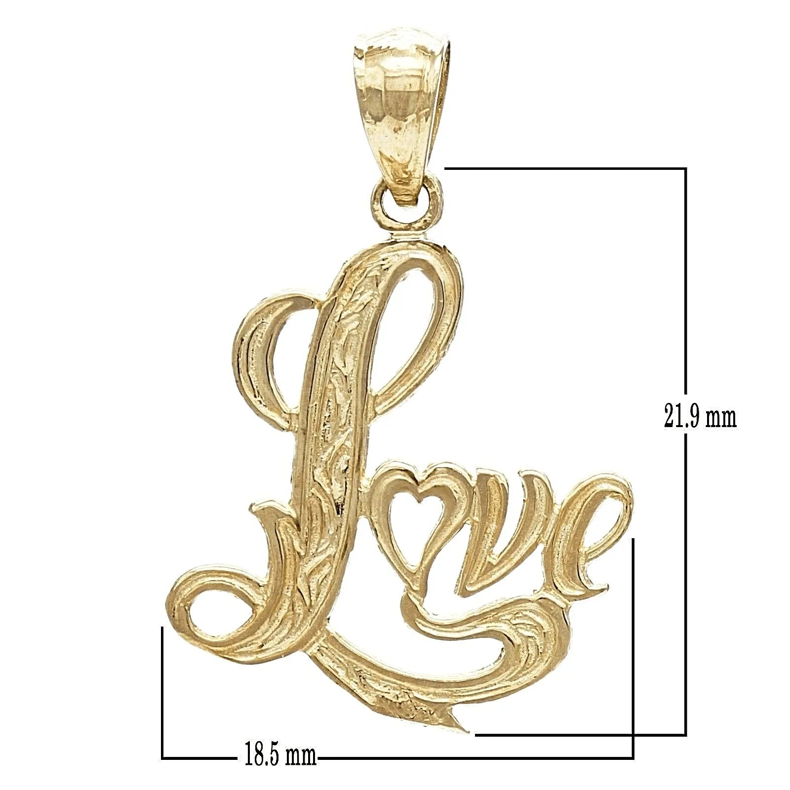 14k Yellow Gold Solid Filigree Love Charm Pendant 1.2 grams - Jewelry Store by Erik Rayo
